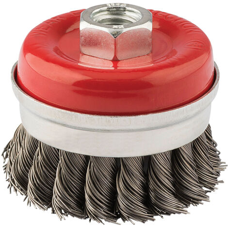 Draper 60mm M14 Twist Knot Steel Wire Cup Brush (Model 41447) for Surface Cleaning and Deburring