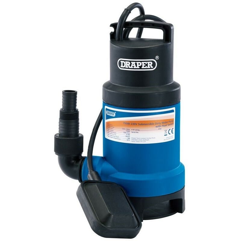 61667 Submersible Sub Dirty Water Pump with Float Switch 200L/min - Draper