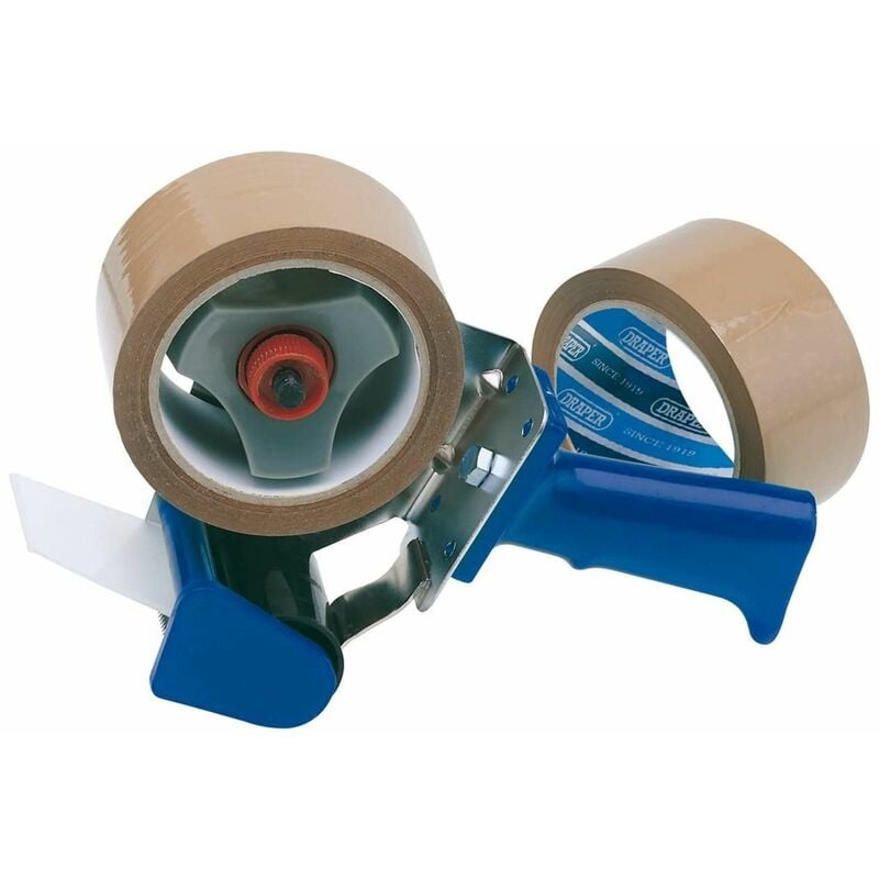 Hand-Held Packing (Security) Tape Dispenser Kit with Two Reels of Tape (63390) - Draper