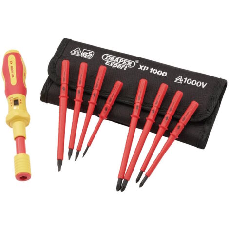Draper 65372 Ergo Plus Interchangeable VDE Torque Screwdriver Set (9 Piece) XP1000