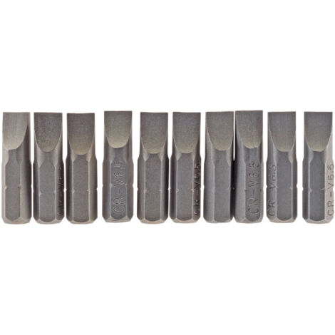 Draper 6.5mm 1/4 Hex. Plain Slot Insert Bit 25mm Long x 10 (64034)