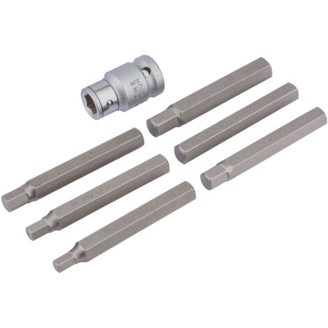 Draper 6mm - 12mm Hexagon Bit Set and Holder 1/2" Square Drive (7 Piece) (83564)