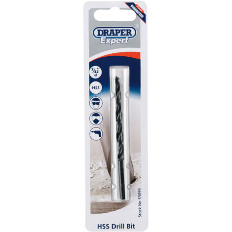 Draper 7/32 Inch High-Speed Steel (HSS) Twist Drill Bit – Imperial Size, Model 53059