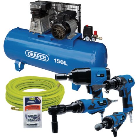 Draper 70530 Compressor & Air Tool Kit, 150L