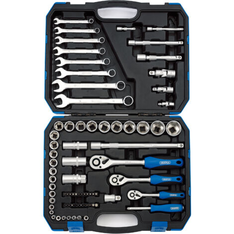 Draper 75-Piece Metric Drive Ratchet Socket and Wrench Set (1/4", 3/8", 1/2" Drive)