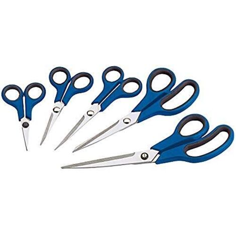 Draper 75552 Set di forbici per uso domestico, con impugnatura morbida, 5 pezzi, blu