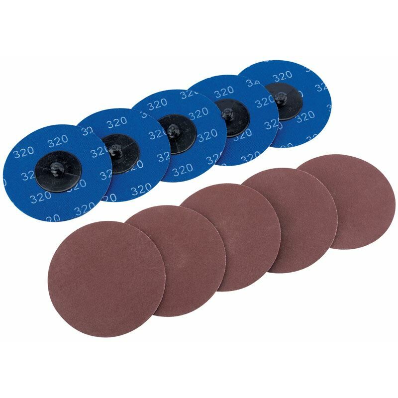 Ten 75mm 320 Grit Aluminium Oxide Sanding Discs (75620) - Draper