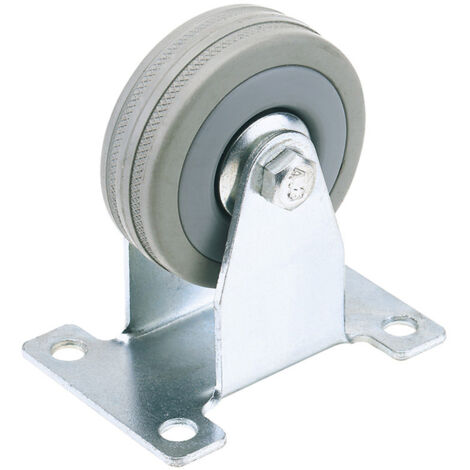 Draper 75mm Dia. Fixed Plate Fixing Rubber Castor - S.W.L 70Kg (65477)