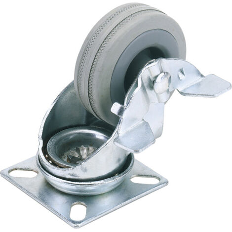 Draper 75mm Dia. Swivel Plate Fixing Rubber Castor with Brake - S.W.L 70Kg (65474)