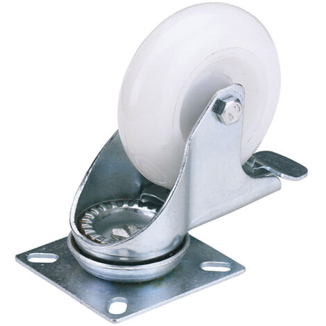 Draper 75mm Diameter Nylon Swivel Plate Castor with Brake – 70kg Safe Working Load