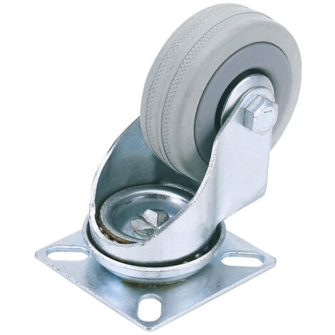 Draper 75mm Diameter Rubber Swivel Plate Castor with 70kg Safe Working Load