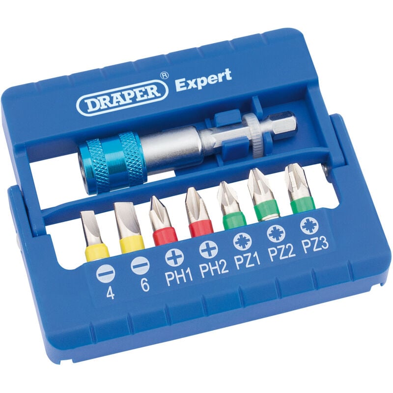 Draper 82400 Color-Coded Screwdriver Bit Set with Magnetic Holder – 8 Pieces