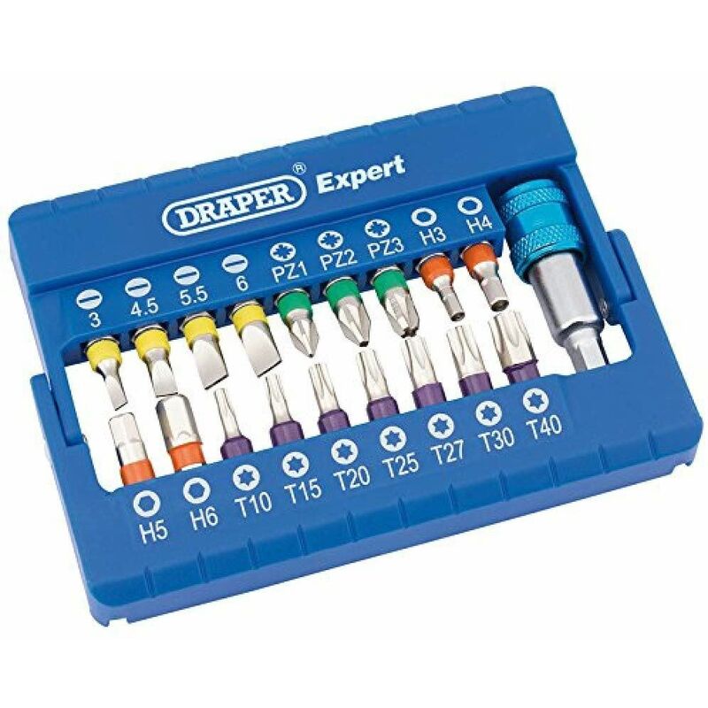 Draper Coloured Screwdriver Bit Set (19 piece) (82402)