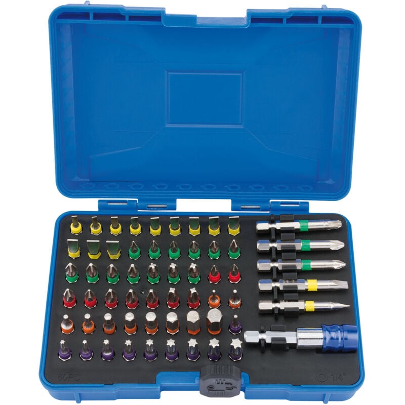 Draper Coloured Screwdriver Bit Set (60 piece) (82405)