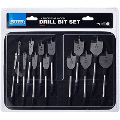 Draper 82634  Set di punte piatte per legno, argento (pezzi)
