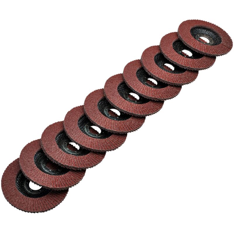 Draper - Aluminium Oxide Flap Discs, 115 x 22.23mm, 40 Grit (Pack of 10) (82961)