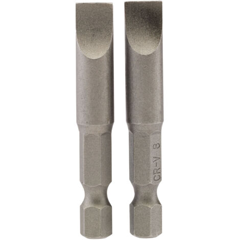 Draper 8mm 1/4 Hex. Plain Slot Insert Bit 50mm Long x 2 (64226)