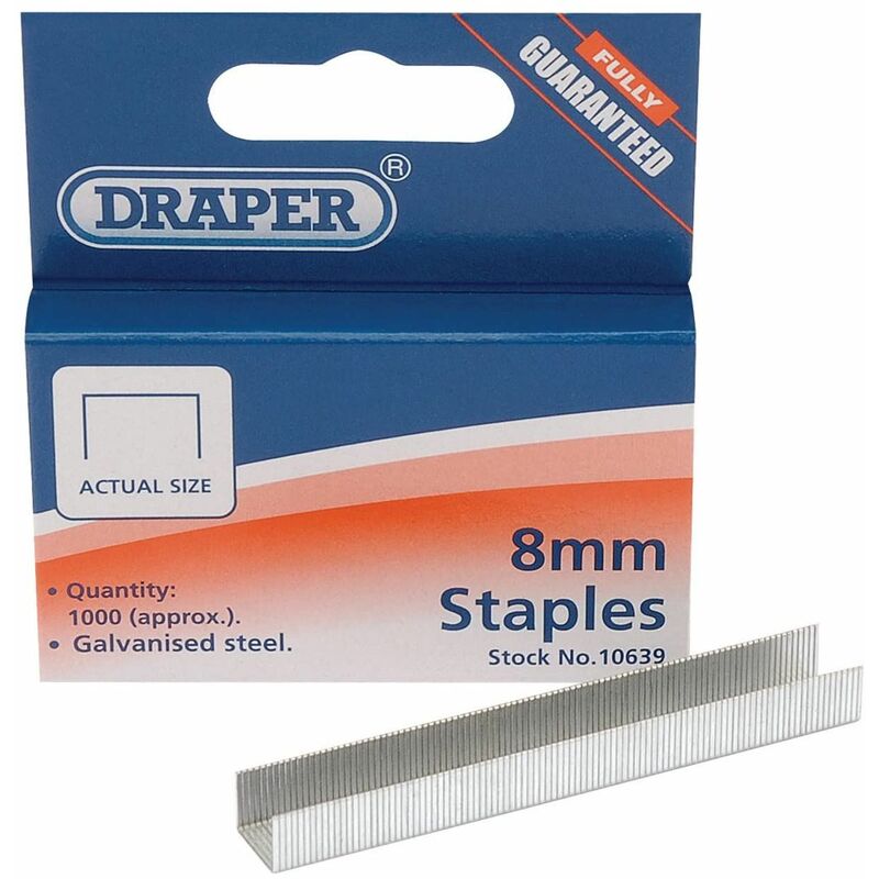 8mm Steel Staples (1000) (10639) - Draper