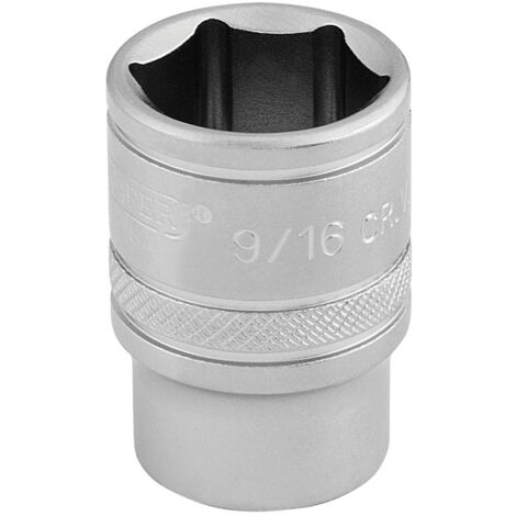 Draper 9/16" 6-Point Socket, 3/8" Drive, Micro Satin Chrome Finish, Model 16571, Imperial Square Drive Sockets