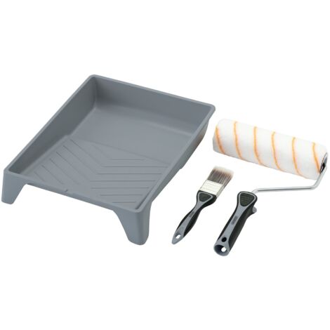 Draper 9-Inch Roller Brush Tray Set – Medium Pile Polyester Paint Roller and Brush Kit with Soft Grip Handle (4 Pieces)