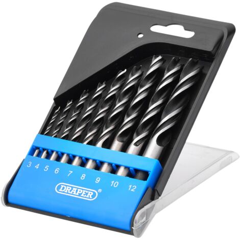 Draper 9-Piece Brad Point Drill Bit Set (Model 12426) for Precise Woodworking and Drilling Tasks