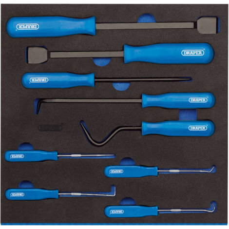 Draper 9-Piece Scraper, Hook, and Pick Set (Model 63500) with EVA Storage Tray