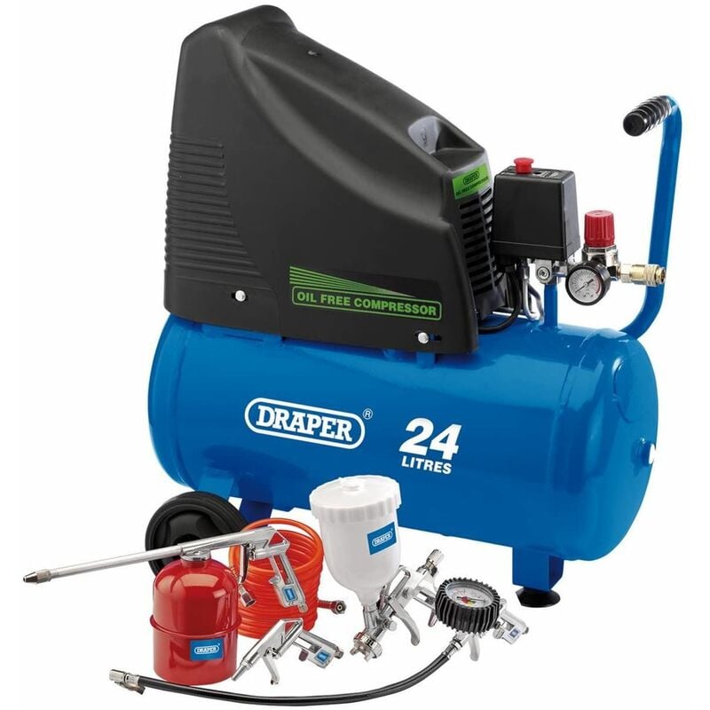 Draper - 230V Oil Free Compressor and Air Tool Kit (90126)