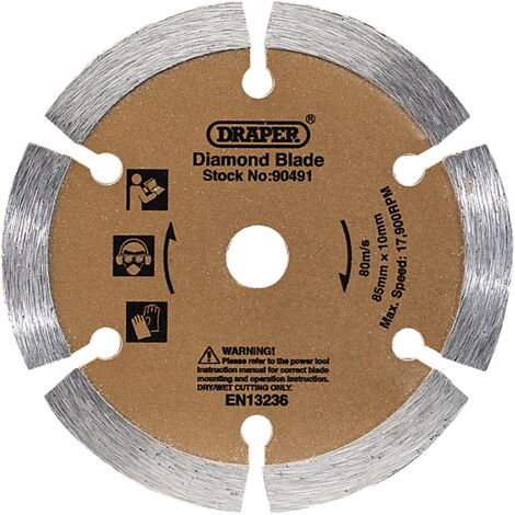 Draper 90491 Segmented Diamond Cutting Blade, 85mm Diameter