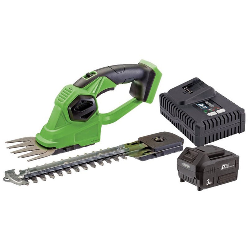 94594 D20 20V 2-in-1 Grass and Hedge Trimmer with Battery and Fast Charger - Draper