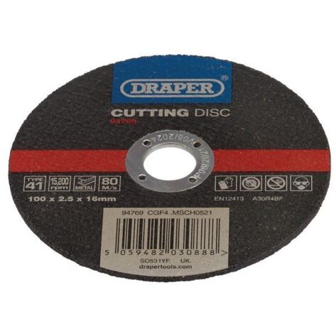 Draper 94769 Metal Cutting Disc – 100 x 2.5 x 16mm for Efficient Metal Cutting