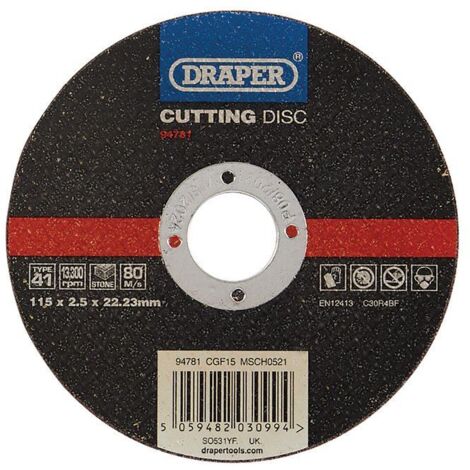 Draper 94781 Flat Stone Cutting Disc – 115 x 2.5 x 22.23mm for Masonry and Stone Cutting