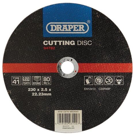 Draper 94782 Flat Stone Cutting Disc – 230 x 2.5 x 22.23mm, Suitable for Masonry and Stone Cutting