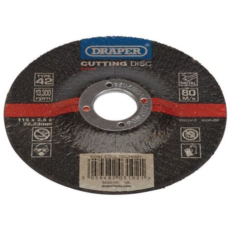 Draper 94784 DPC Metal Cutting Disc – 115 x 2.5 x 22.23mm, Suitable for Cutting Metal and Steel