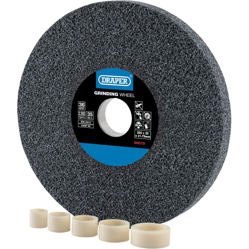 Draper - Aluminium Oxide Bench Grinding Wheel, 200 x 25mm, 36g (99570)