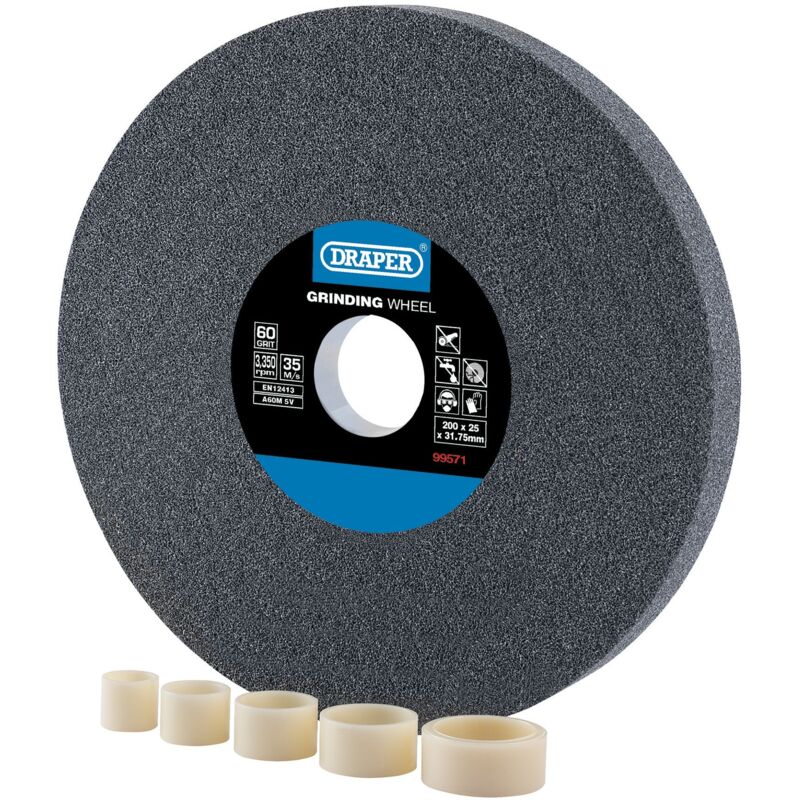 Draper - Aluminium Oxide Bench Grinding Wheel, 200 x 25mm, 60g (99571)