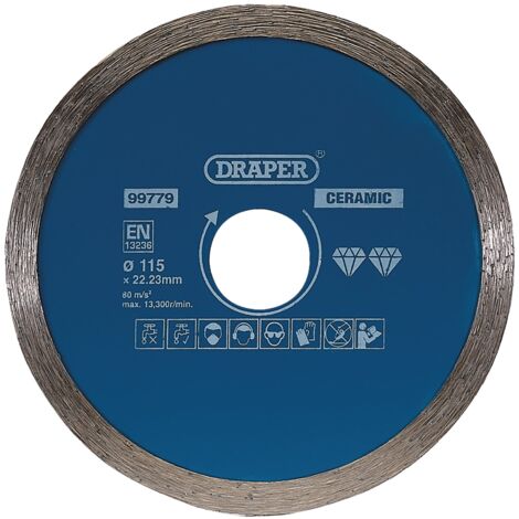 Draper 99779 Continuous Diamond Blade for Cutting Hard Materials, 115mm Diameter