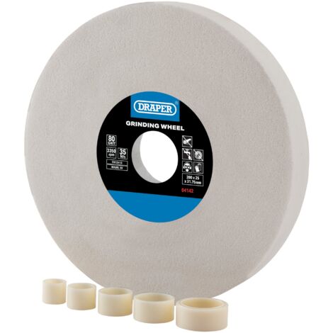 Draper Aluminium Oxide Bench Grinding Wheel 80G, 200 x 25mm, White, Model 04142
