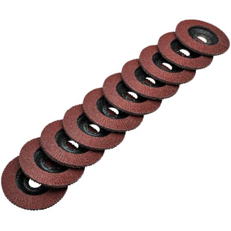 Draper Aluminium Oxide Flap Discs, 115 x 22.23mm, 40 Grit, Pack of 10