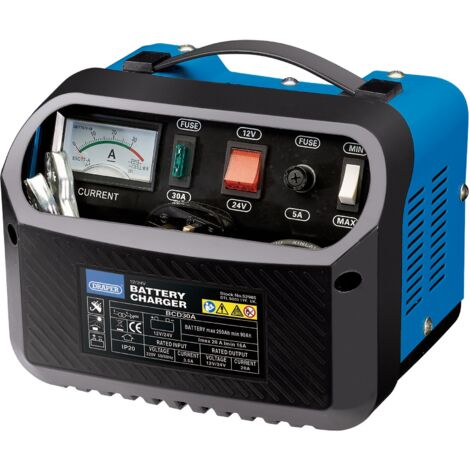 DRAPER BATTERY CHARGER 16-20 AMP 12V 24V CAR VAN VEHICLE BOOSTER 90-250AH 52985