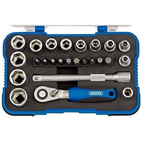Draper BD25 M 1/10,2 cm centimetri. Dr. Metric socket set (25 pezzi), blu