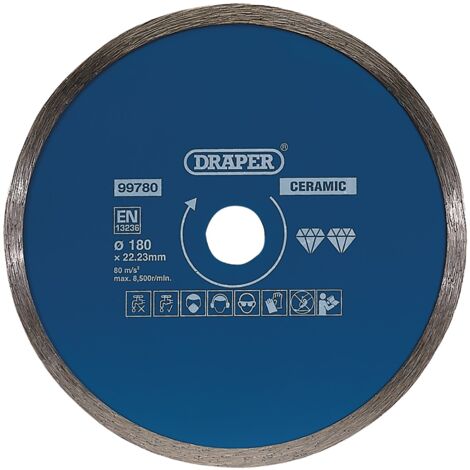 Draper Continuous Diamond Blade for Cutting Hard Materials, 180mm (Model 99780)