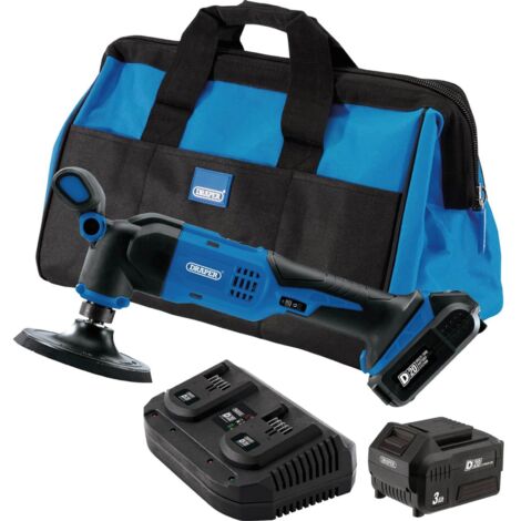 Draper D20 20V Dual Action Polisher Kit with 125mm Pad, Includes Two 3.0Ah Batteries and Fast Charger