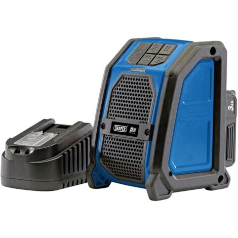 Draper D20 20V Wireless Bluetooth Speaker with 3.0Ah Battery and Charger
