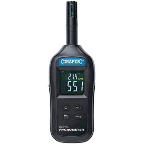 Draper Digital Hygrometer 12444 – Handheld Humidity and Temperature Meter (0-100% RH, -20°C to +70°C)