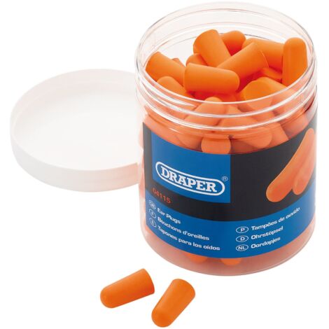 Draper Disposable Ear Plugs Dispenser Jar – Pack of 50 Pairs for Hearing Protection