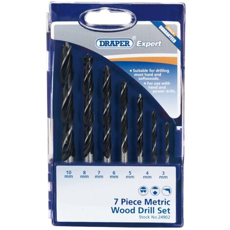Draper, DS7WA, 24902 esperto 7 pezzi metrico di legno Drill Set.
