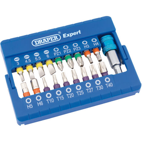 Draper Expert 19-Piece Coloured Screwdriver Bit Set (Model 82402)
