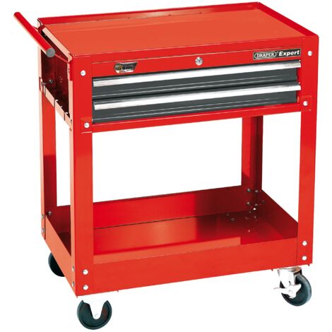 Draper Expert 2-Tier Tool Trolley with Two Drawers, Handle, and Four Castors (Model 07635)