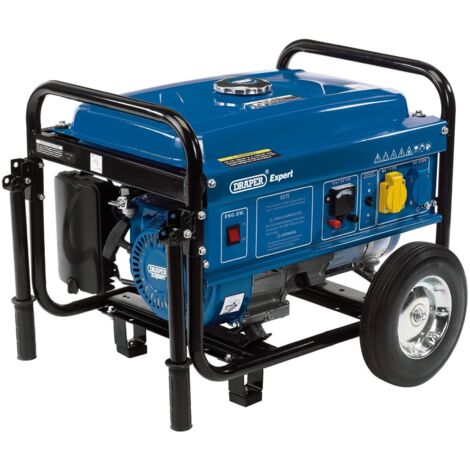 Draper Expert 2.5KVA (2500W) 7HP Petrol Generator with Wheels and 15L Fuel Tank