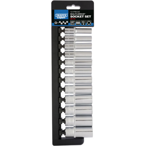 Draper Expert 3/8" Square Drive Multi-Drive Deep Socket Set (12 Pieces) – Model 50176